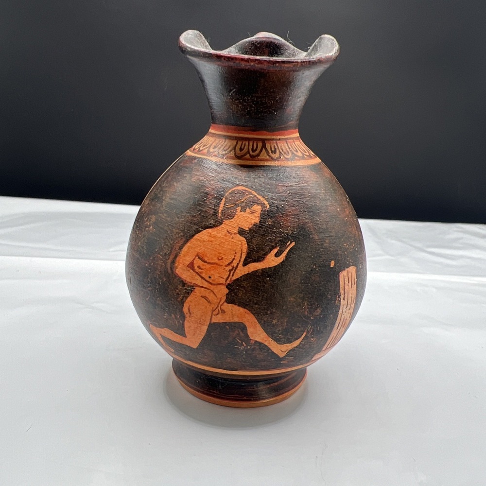 Greek Red Figure Chous Vase Museum Copy Attic Style Runner Jug Pottery Handmade